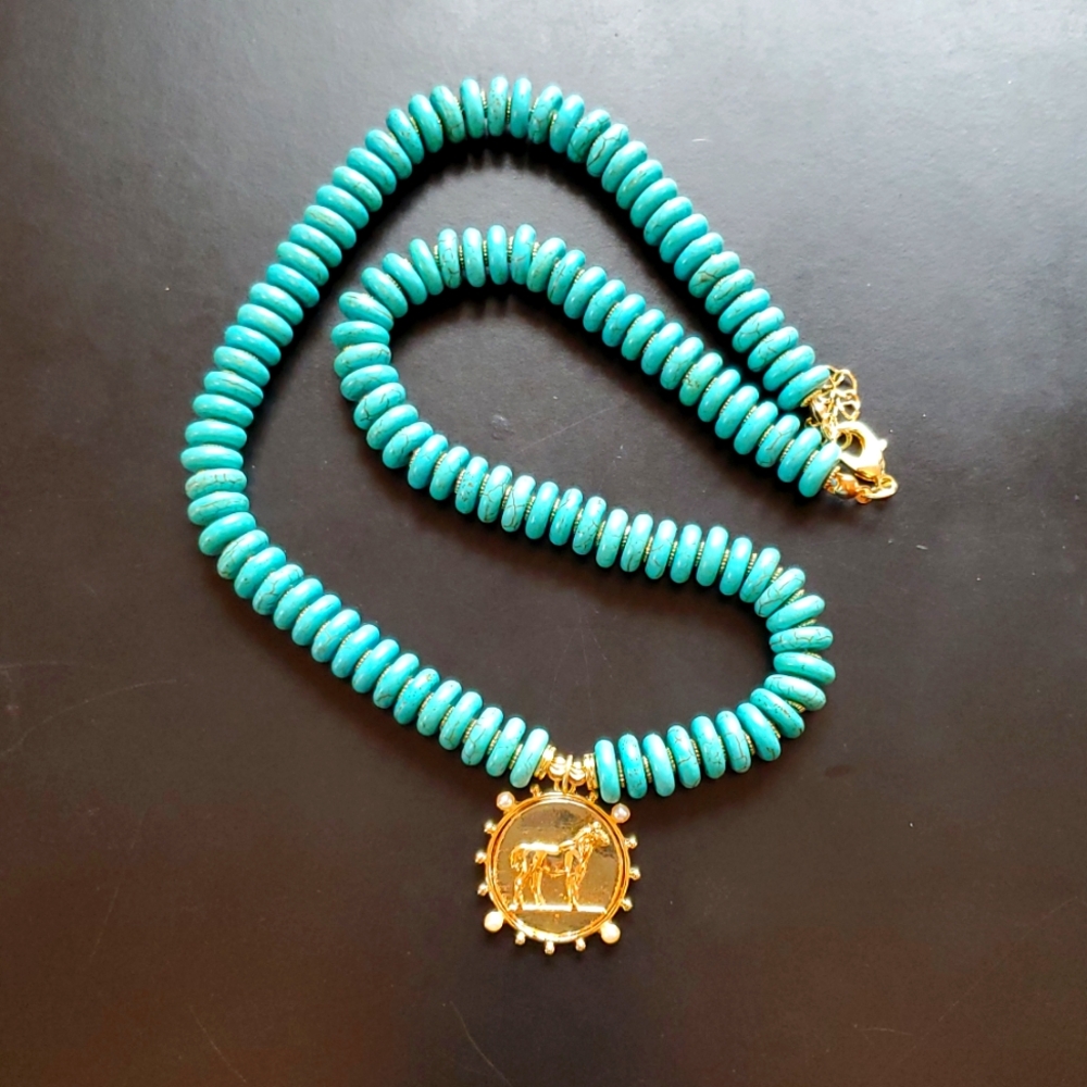 Elegant Blue and Gold Necklace with Vibrant Beads